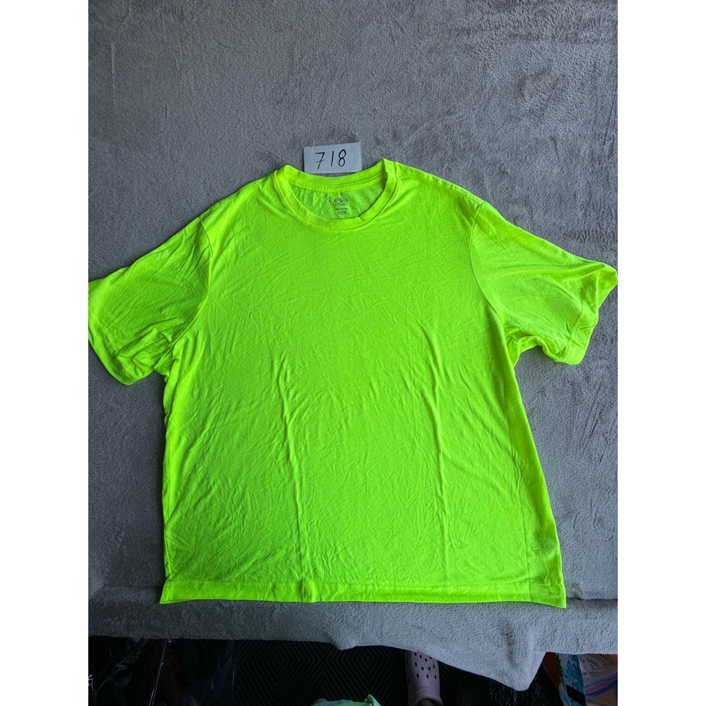 Athletic Works T-Shirt Mens 3XL Neon Yellow Short Sleeve Performance